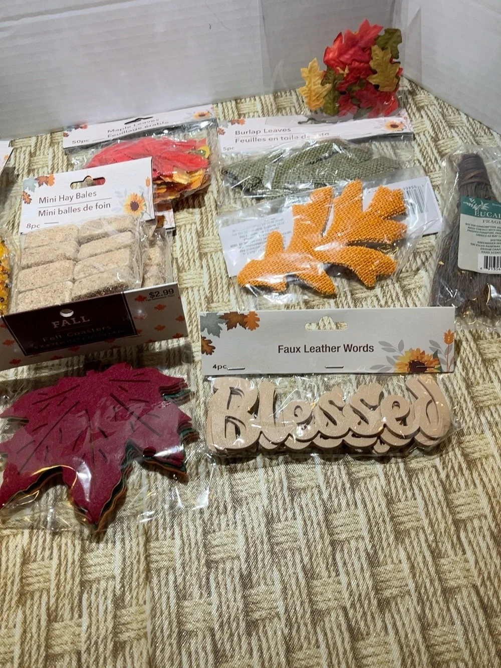 Fall Faux Leather 'Blessed' Word & Autumn Leaf Assortment - craft supplies